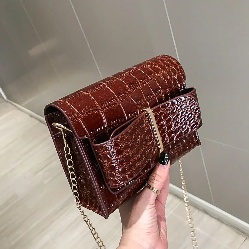 

New Arrival Western Style Textured Crocodile Pattern Bag Women's 2019 New Style Fashion Korean-style Versatile Chain Crossbody B