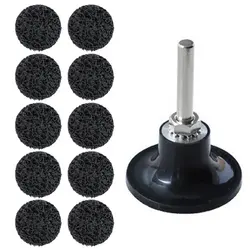 Disco de lijado de 2 pulgadas, accesorio Roloc de cambio rápido, fácil tira, con 1 paquete de soporte de 1/4 pulgadas, para eliminar óxido, pintura, soldaduras de limpieza, paquete de 10
