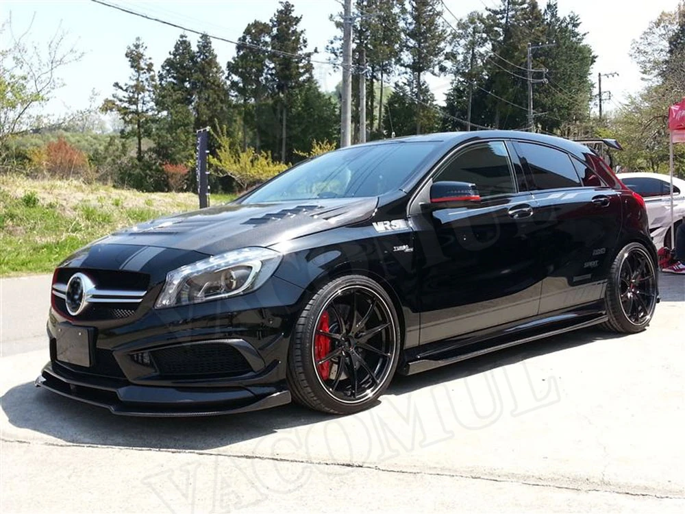 Двойной передний спойлер из углеродного волокна для Mercedes Benz A Class W176 A180 A200 A260 Sport Bumper 2013- автомобильный бампер Защита подбородка
