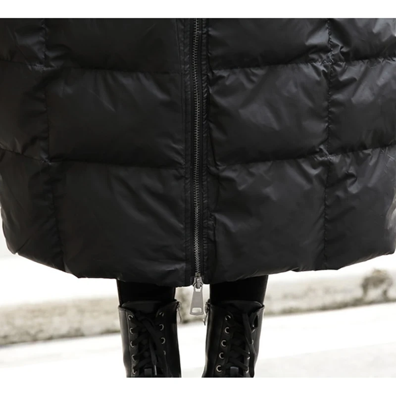 XITAO зима Корея Мода женский длинный рукав Повседневная стойка воротник одноцветное свободное платье пуловер толстые парки LJT4362