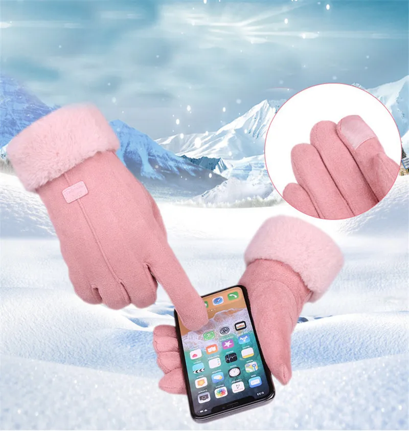 YELITE классические Luvas de inverno женские модные зимние уличные спортивные теплые перчатки варежки Eldiven однотонные розовые Guantes femme