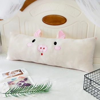 

Cartoon White Pig Long Pillow Large Embroidered Backrest Body Cushion Removable Rectangle Sleep Nap Pillow Home Bedroom Decor