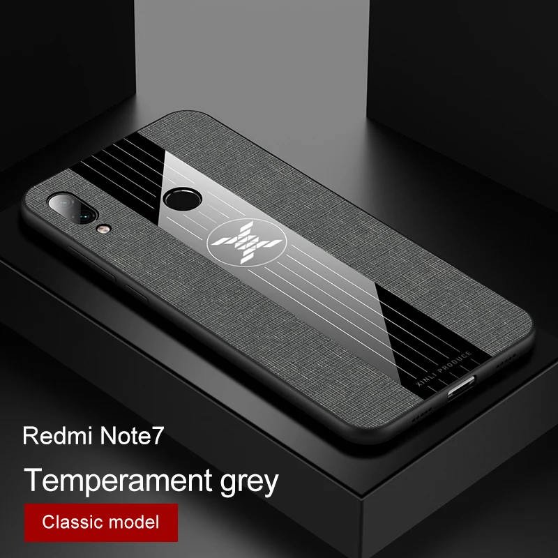 For Xiaomi Redmi Note 7 Case Luxury Hard Cloth With Ring Stand Magnet Slim protect Back cover for xiaomi redmi note 7 pro redmi7 - Цвет: only grey case