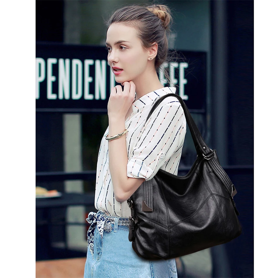 Goedkoop Dames Handtassen Sac Bolsa 2019 Vintage Stijl Vrouwen Handtassen Lederen luxe handtassen vrouwen tassen Designer Grote Capaciteit Draagtas