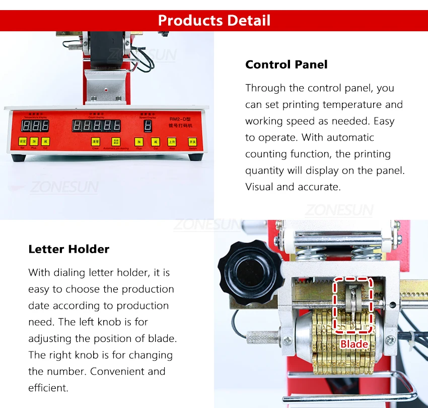 ZONESUN ZY-RM2-D Rolling Ribbon Dialing Date Printing Machine