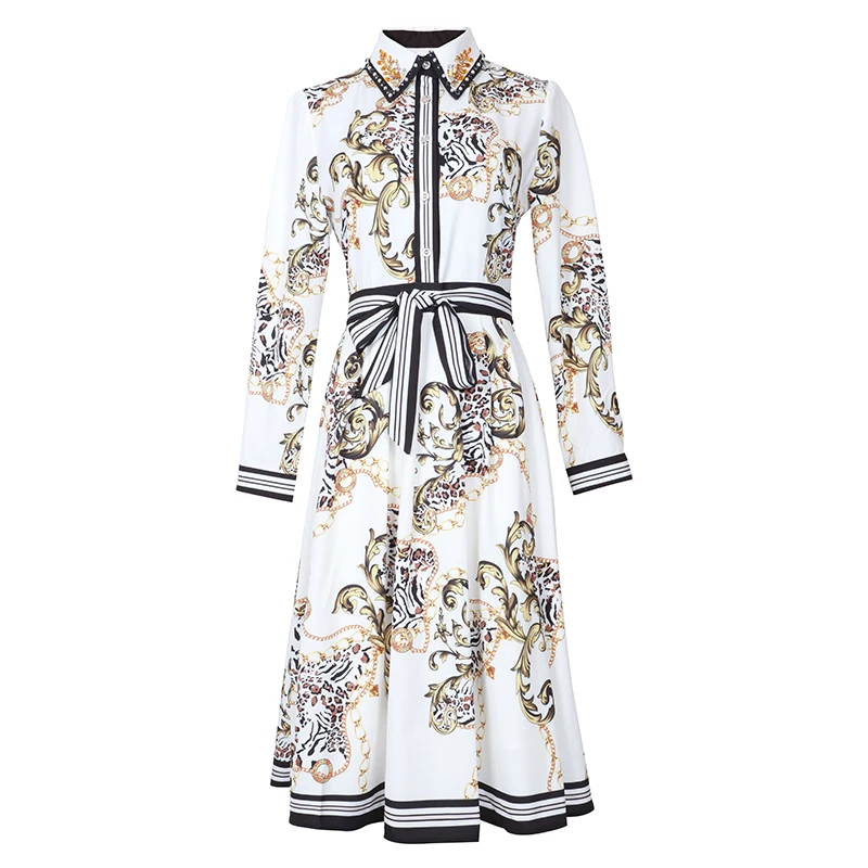 

VERDEJULIAY Runway Designer Dress Women 2020 Spring Autumn New Fashion High Quality Luxury Bead Crystal Leopard Print Midi Dress