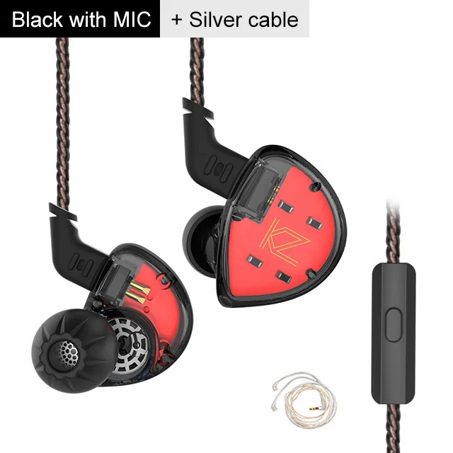 KZ ES4 BA+ DD наушники в ухо гибридная гарнитура HIFI бас наушники для KZ ZST ZSN PRO AS10 ZS10 PRO CCA C10 - Цвет: black mic cable
