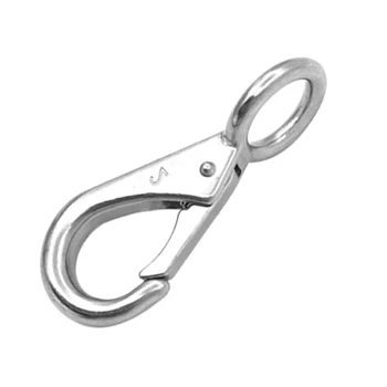 

Pack of 4 - Marine Grade Silver Spring Snap Hook 316 Stainless Steel Landyard Clip Buckle Keychain