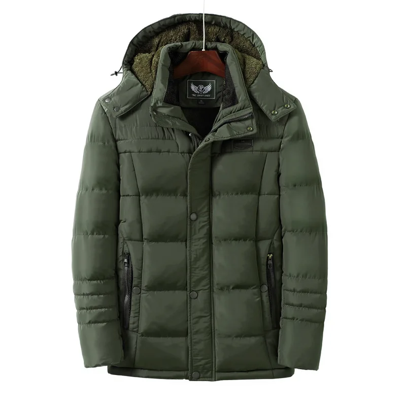 Хлопковая стеганая одежда мужская зимняя уличная куртка средней длины с Умной зарядкой от usb электрическая теплая куртка с хлопковой подкладкой - Цвет: Army Green