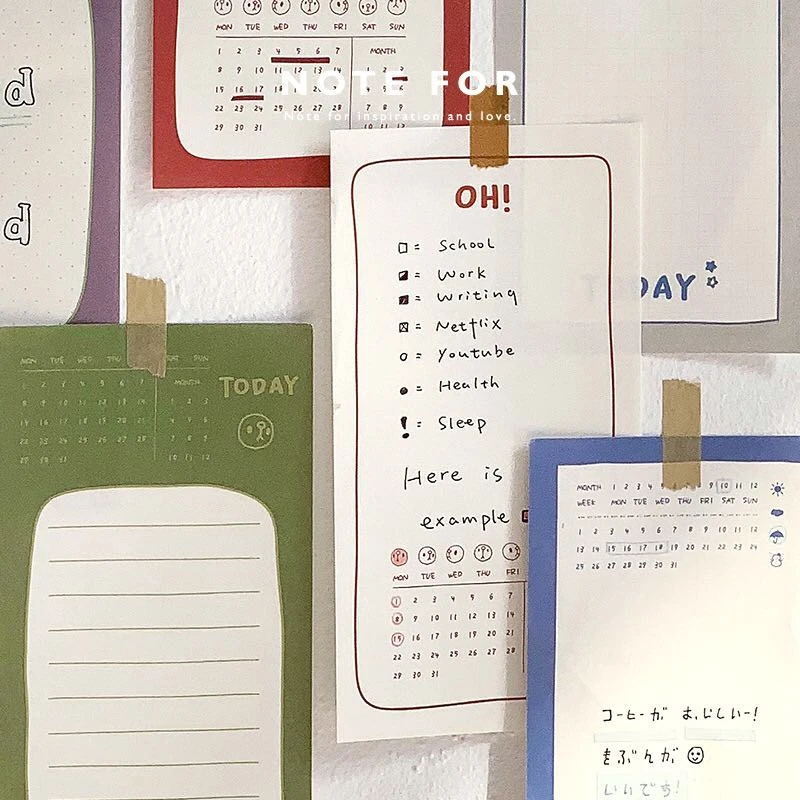 

1pc Time Organizer Daily Planner Memo Pad Stationery Sketchbook Diary Drawing Notebook Paper Word book school supplies