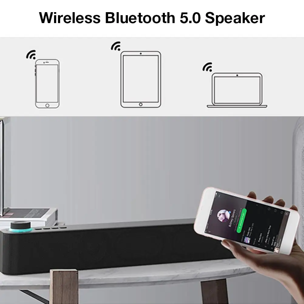 C08H беспроводной Bluetooth 5,0 динамик для настольного ноутбука длинный сабвуфер маленький динамик Встроенный FM USB питание Bluetooth аудио