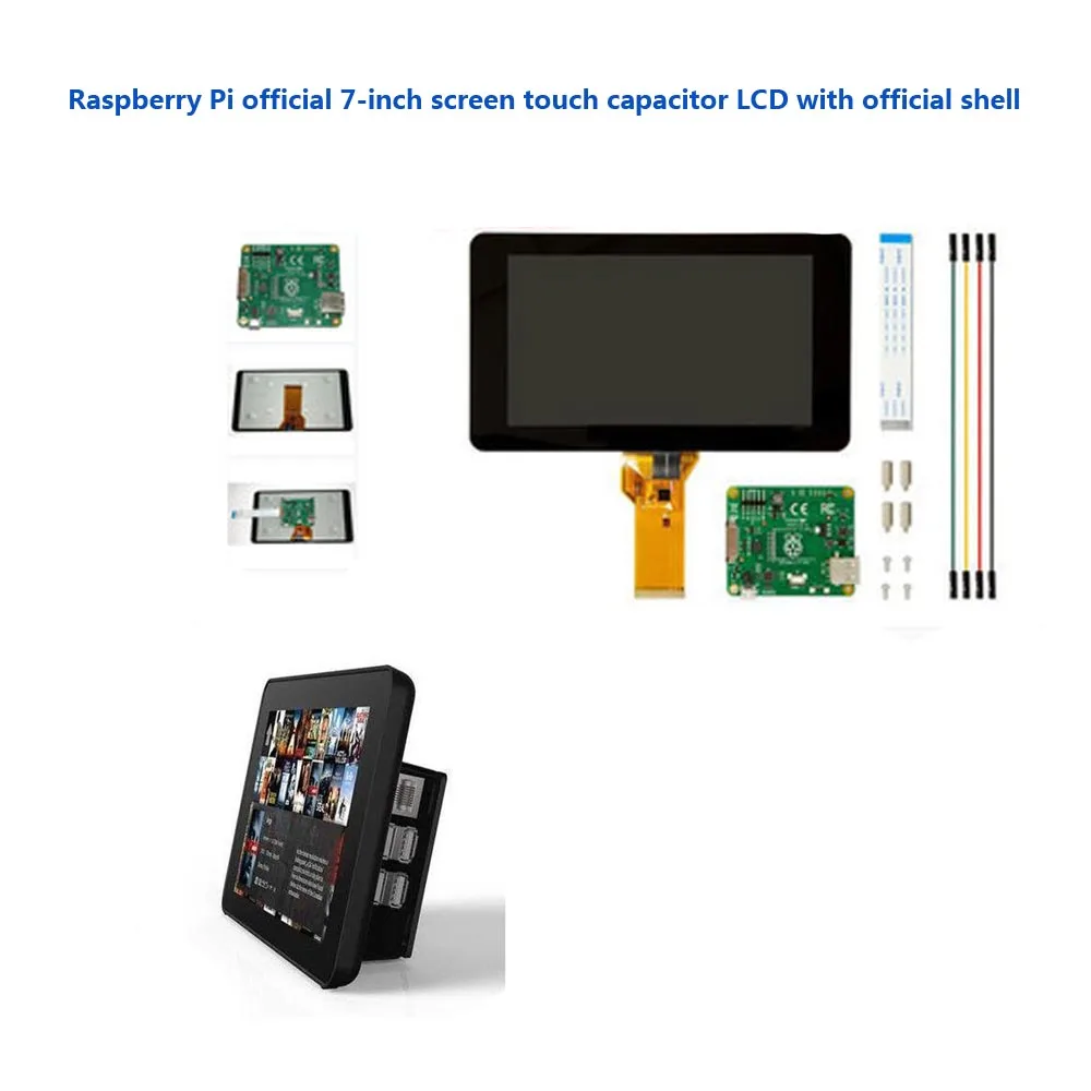 LCD with case Raspberry Pi официальный 7-дюймовый сенсорный экран конденсатор с алюминиевой крышкой, ЖК-дисплей с Официальный в виде ракушки для Raspberry pi 3B - Цвет: LCD with case