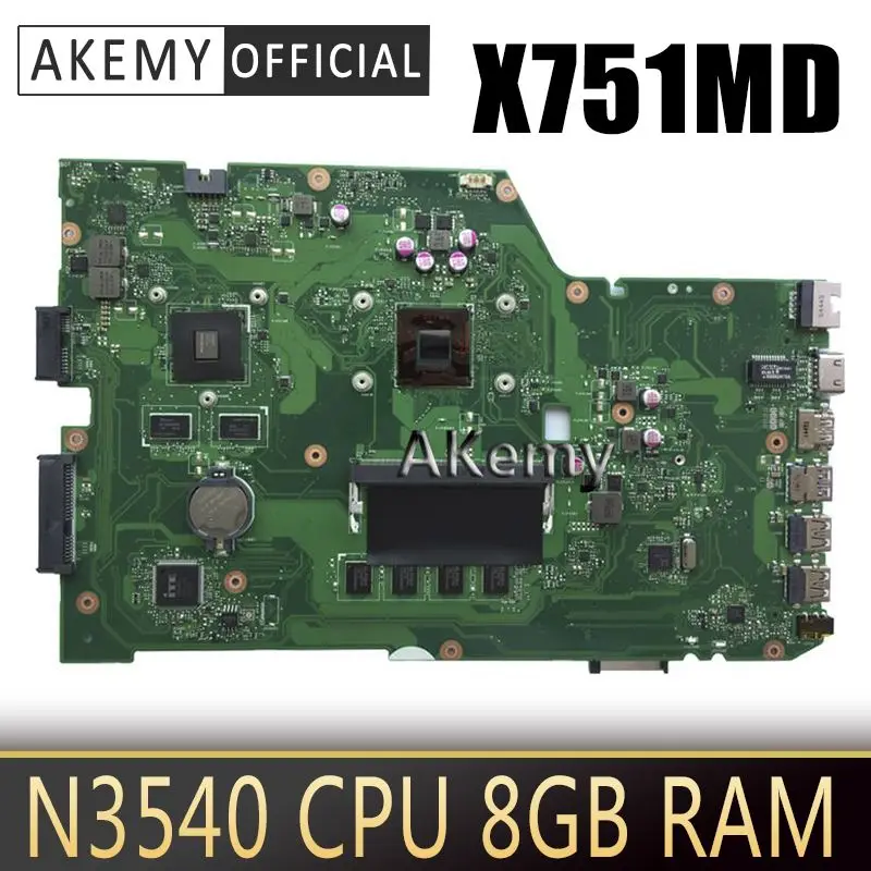Материнская плата Akemy X751MD rev2.0-N3520 N3530 N3540 4 Гб ОЗУ = 8 для ноутбука ASUS K751MA X751MA R752M