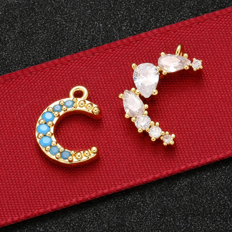 

ZHUKOU high quality 11x18mm Brass crystal Moon Pendants For women necklace and earrings Jewelry Making Accessories model:VD516