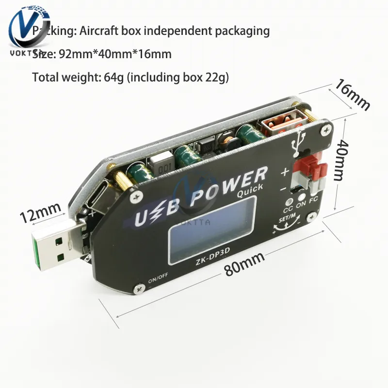 Цифровой контроль 2а/15 Вт USB Регулируемый Модуль питания Регулируемый источник питания QC2.0 3,0 Boost Line Fan Governor