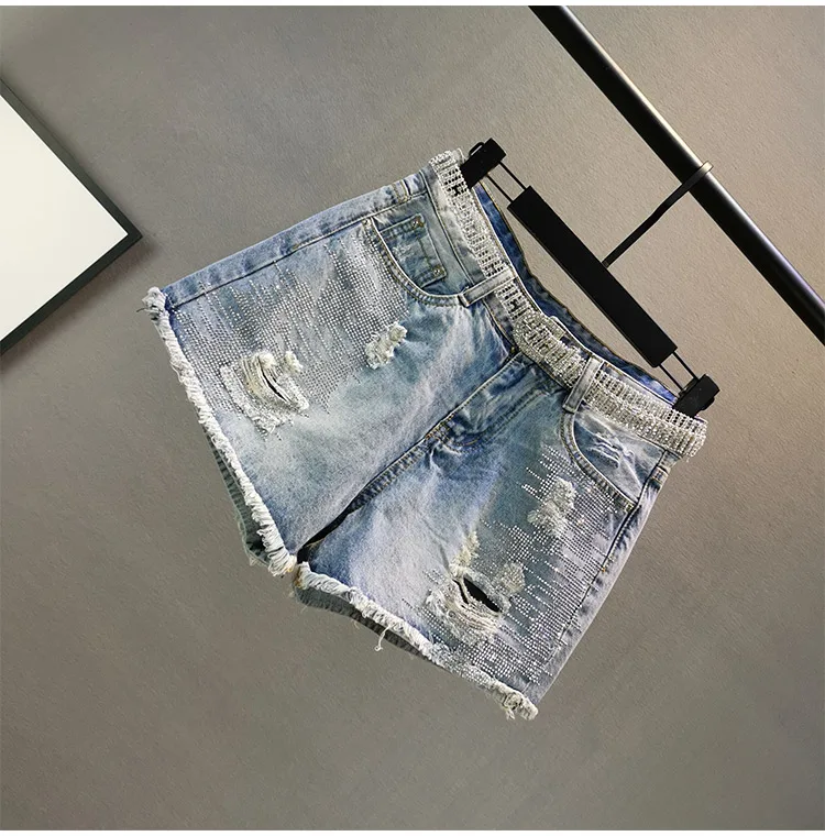 jeans women Denim Women Shorts Summer Sexy Club Style High Waist Wide Leg Solid Hole Wide Leg Female Clothing Top Quality fashion clothing