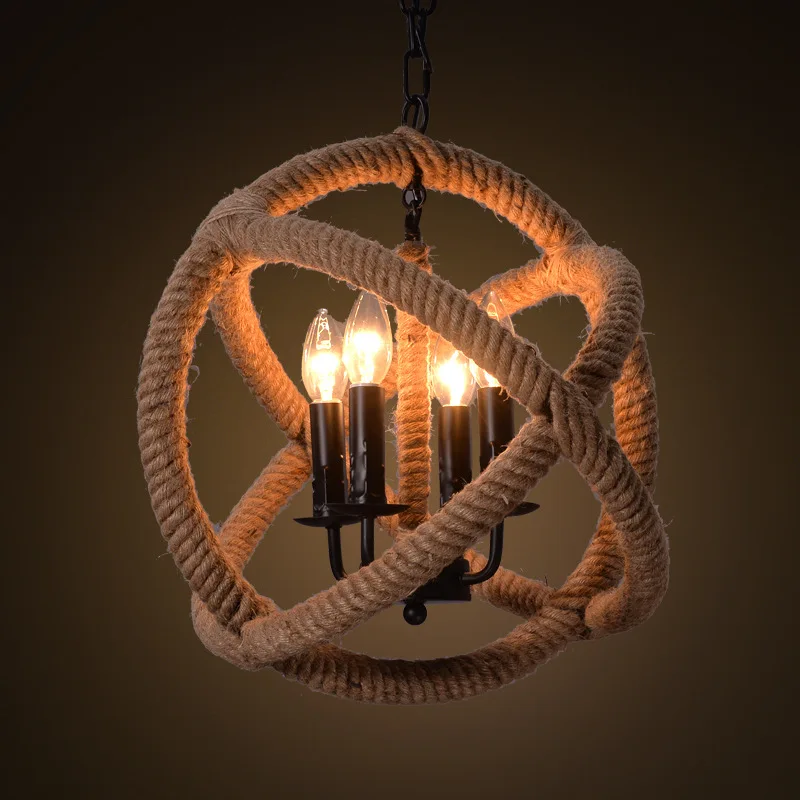 

American style retro single-head round chandelier creative personalized restaurant bar industrial decorative lighting LED lamps