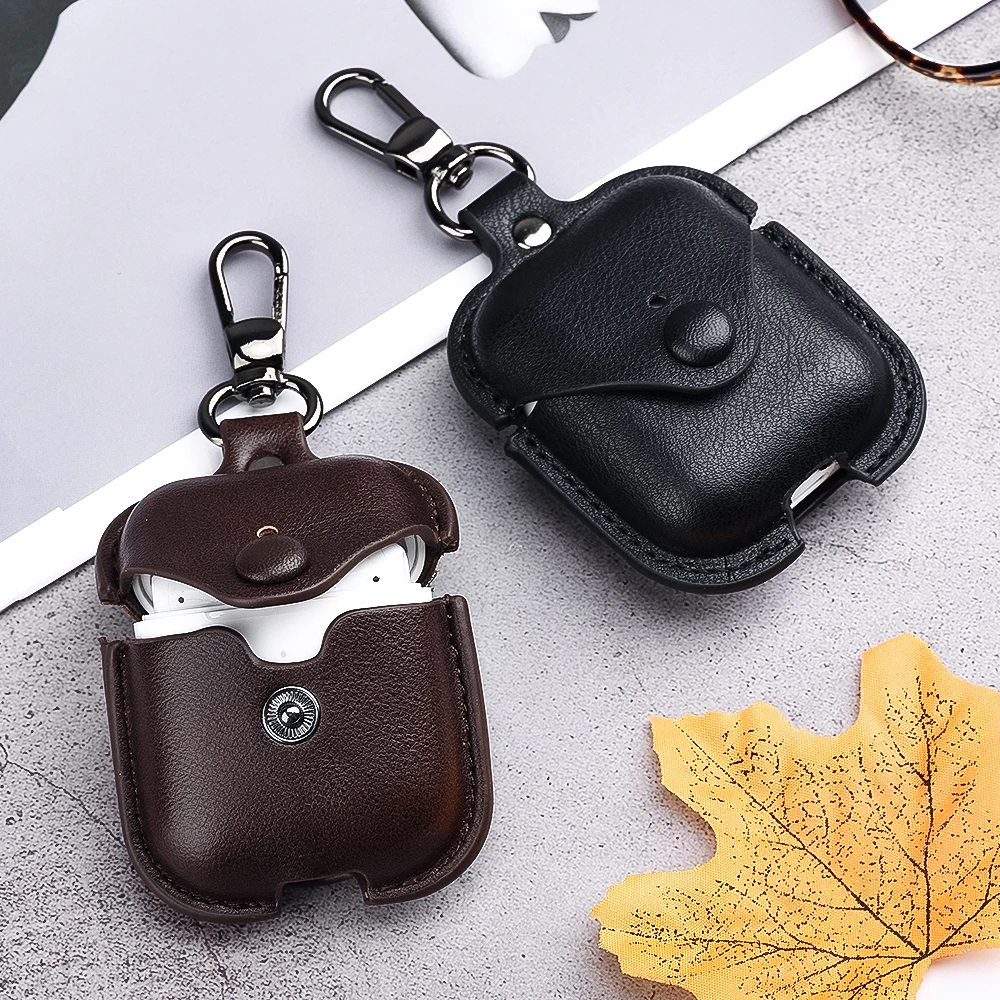 Luxury AirPods Case Leather Protective Cover For Apple AirPod PRO with  Carabiner