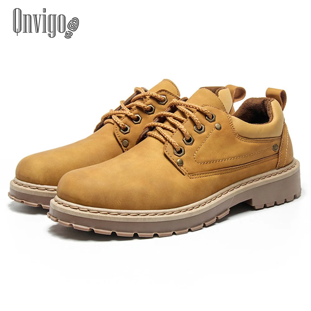 

Qnvigo Casual Male Shoes Adult Yellow Winter Boots Men Leather Lace Up Men Shoe Waterproof Black Wedding Outdoor Formal Men Shoe