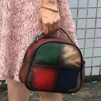 

Luxury New Genuine Leather Small Bags Women Contrast stitching Cow Leather Women Shoulder Bags Elegant Cross Body 2020