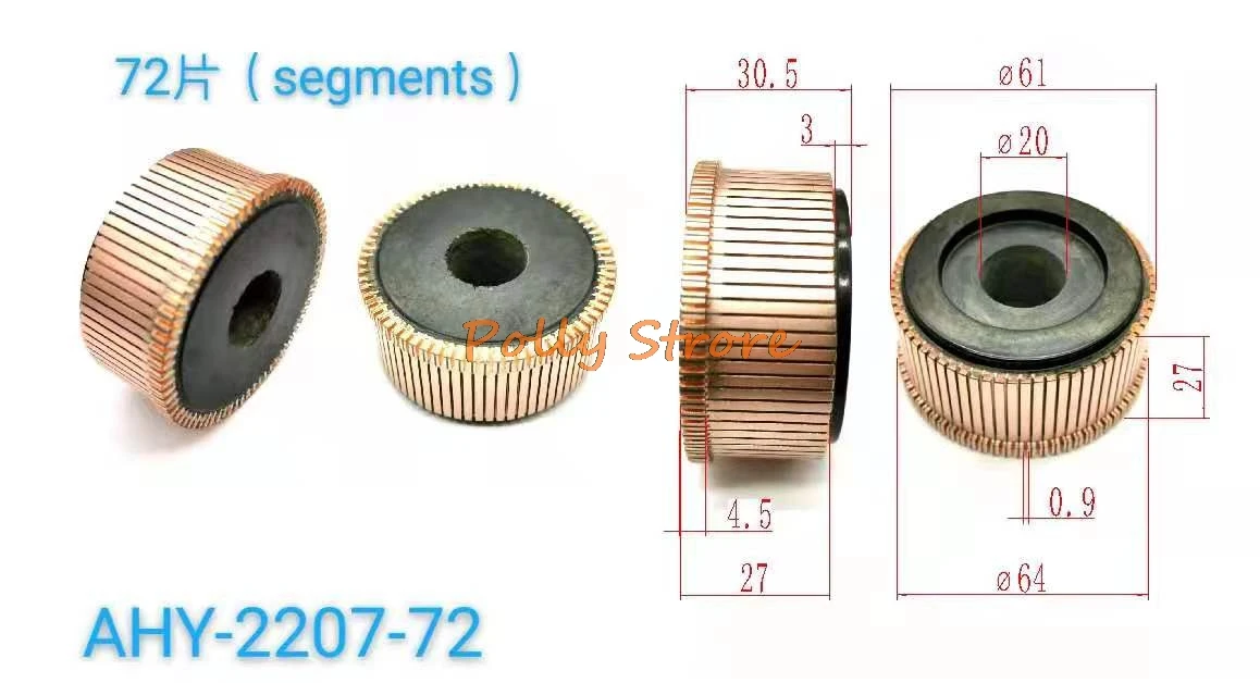 

1 шт. 20x61x30,5 (27) мм 72P медные стержни генератора переменного тока, коллектор электродвигателя