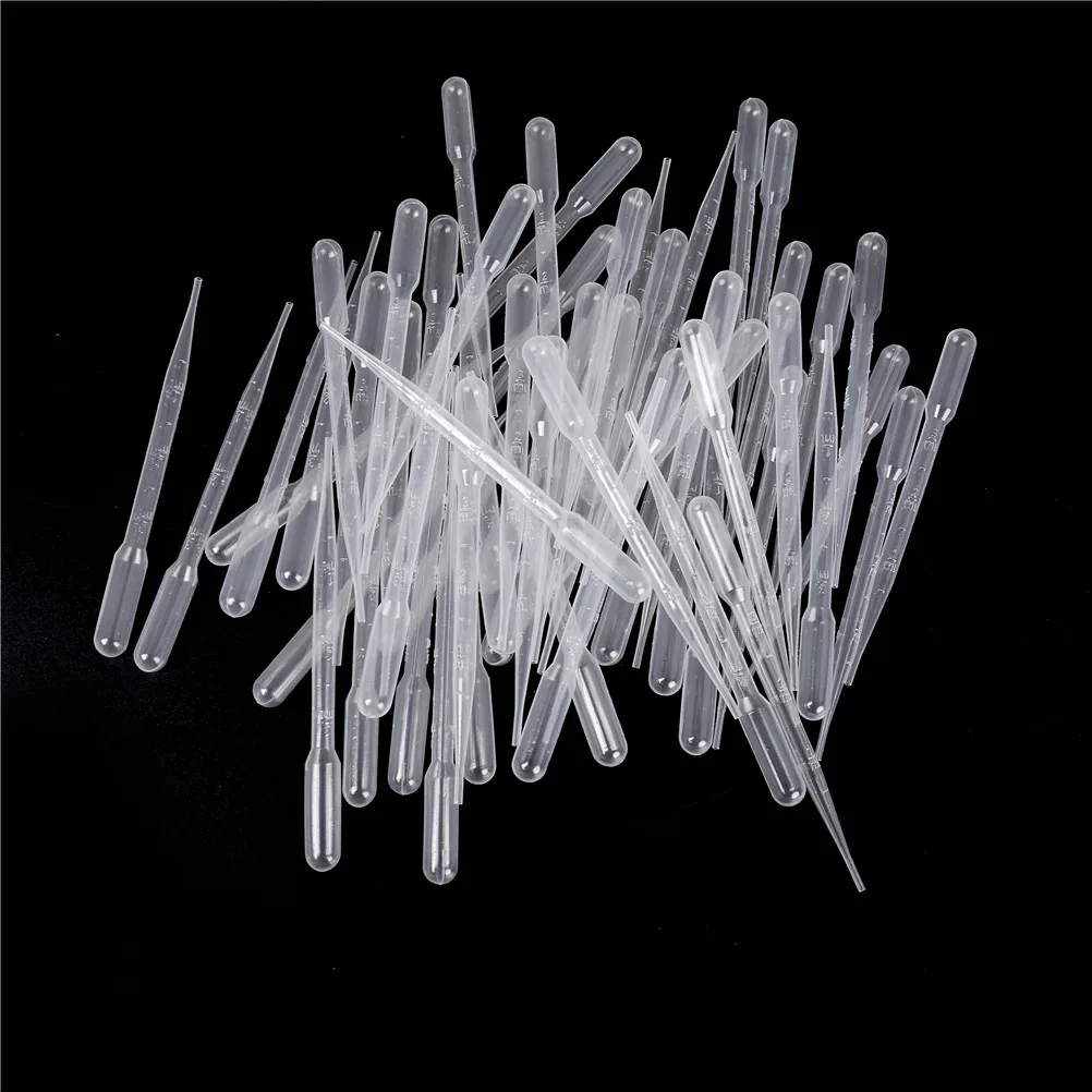 100pcs 3ml Disposable Plastic Droppers Transparent Pipettes Disposable Eye Dropper Transfer Graduated Pipettes for Experiment