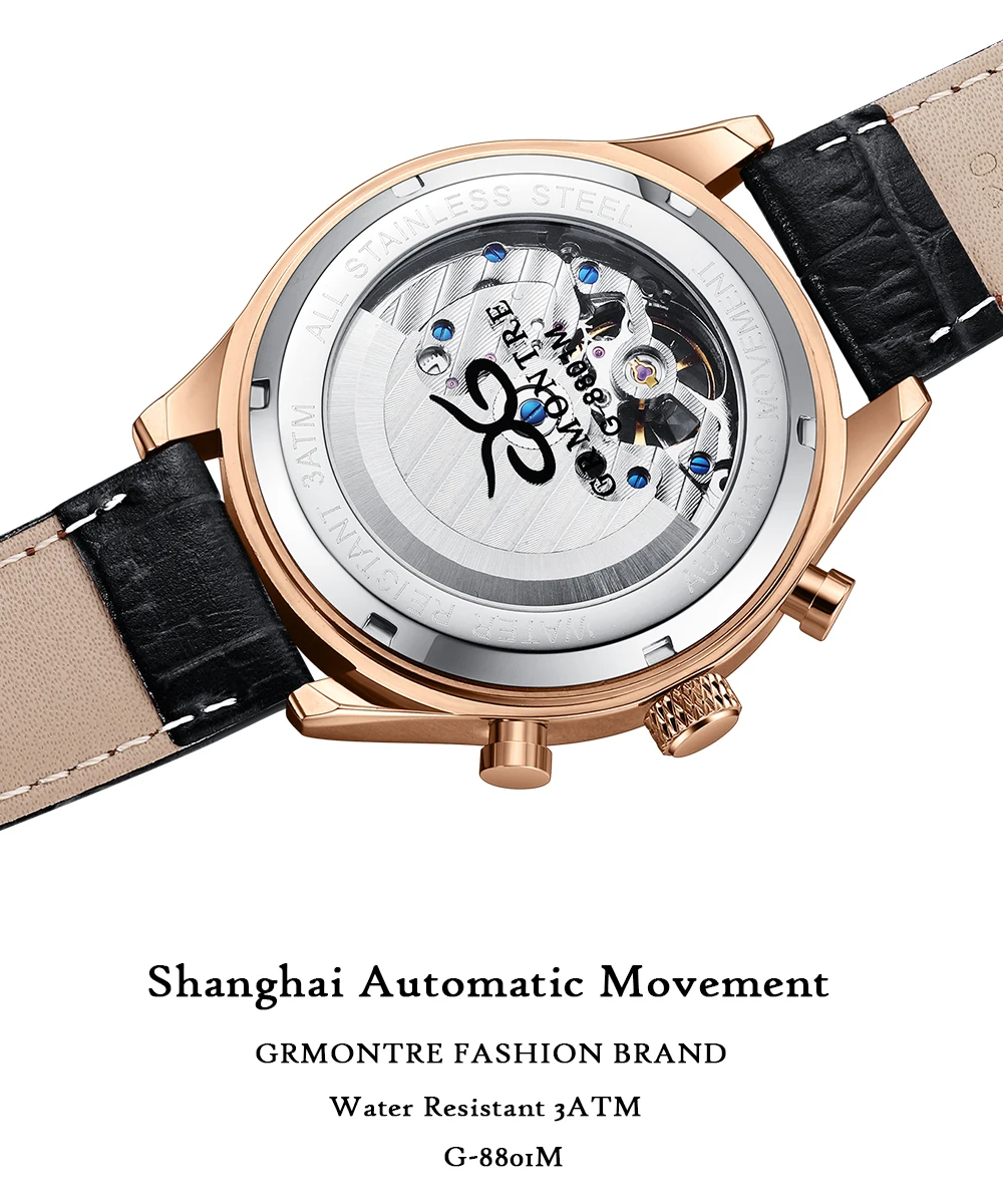 GRMONTRE 2020 watch for men mechanical watch male  automatic tourbillon waterproof mens watch calendar Date Relogio Masculino