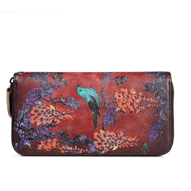 Бренд GO-LUCK, натуральная кожа, клатчи, кошелек, женский браслет, доллар, кошелек, для девушек, сотовый телефон, чехол, держатель для карт, монета, сумка - Цвет: Retro red