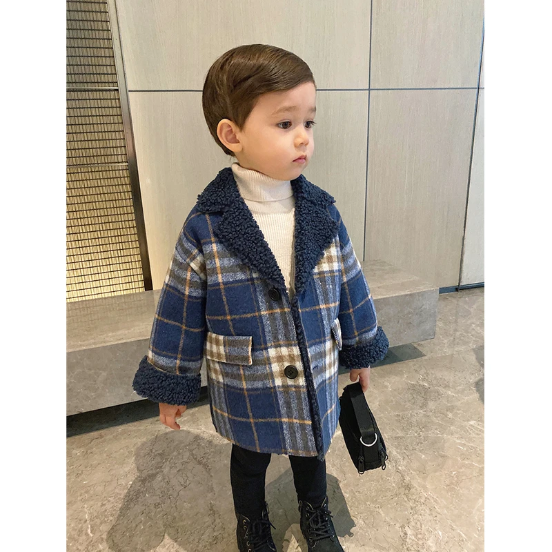 Детское шерстяное пальто костюм для мальчиков детский торжественное платье