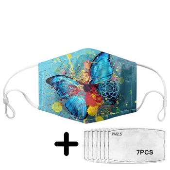 

2020 Women Fashion Mask with Pretty Colorful Butterfly Pattern Dustproof Masks on Face Mouth Protection Family Daily Supplies