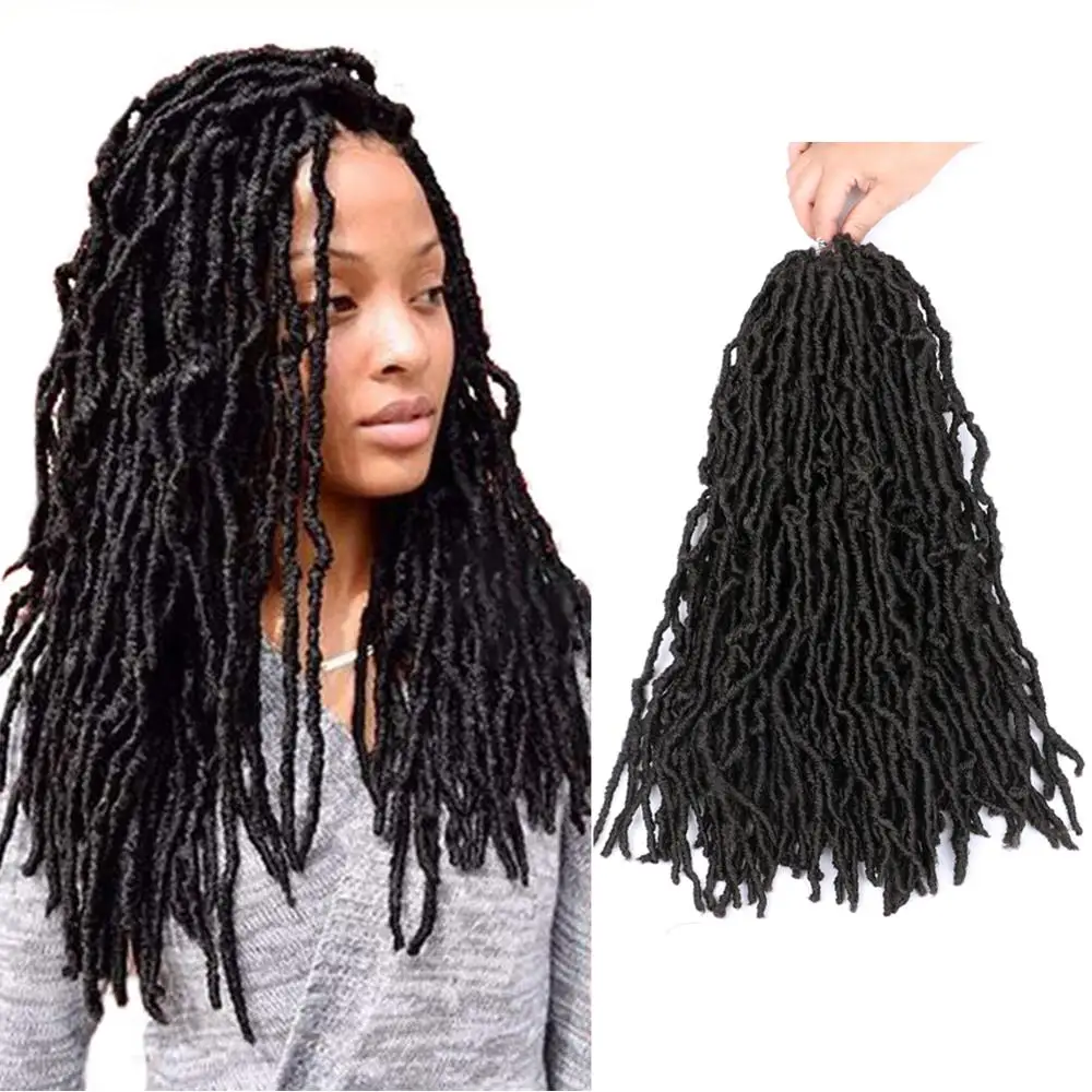 MTMEI HAIR Goddess Faux Locs Crochet Hair 18 Inch Nu Locs Crochet Braids Black Brown Blonde Braiding Hair Extensions 90g/Pack