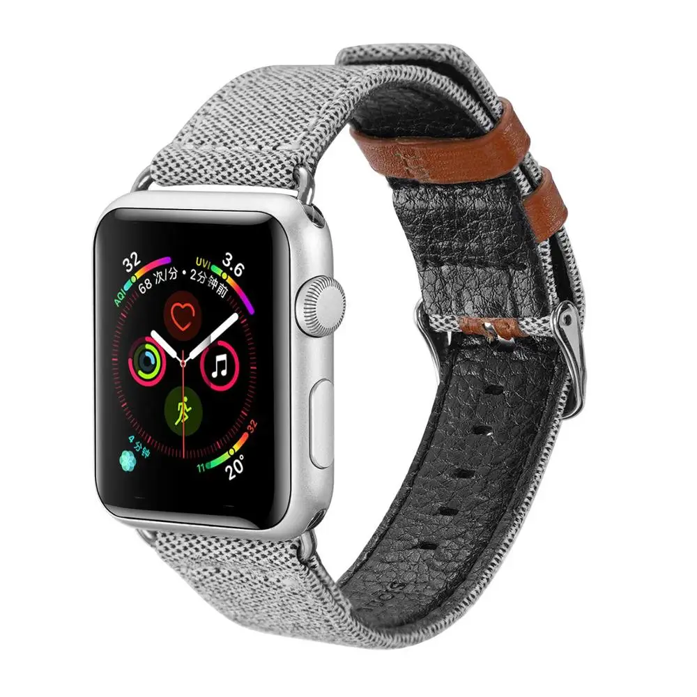 Gray DUX DUCIS из искусственной кожи ремешок для наручных часов Apple Watch серии 4 ткань для отдыха ремешки наручных часов для Apple Watch, версии 4/3/2/1, 38, 40, 42, 44 мм - Цвет: Gray