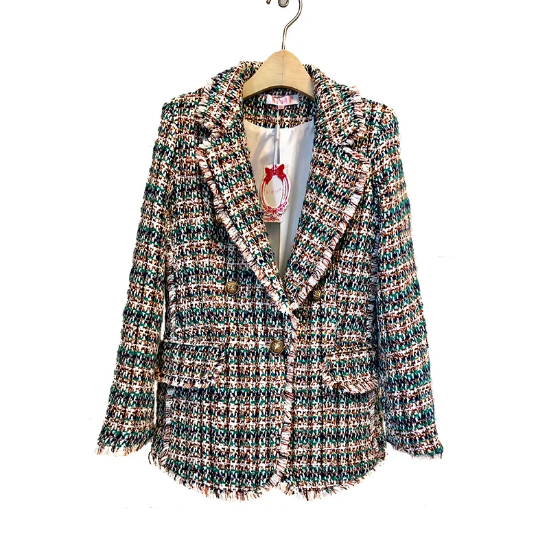 

NIWIY Brand Elegant Tassel Tweed Suit Jacket Abrigos Mujer Invierno 2019 Autumn Winter Long Sleeve Plaid Blazer Casacos N9379