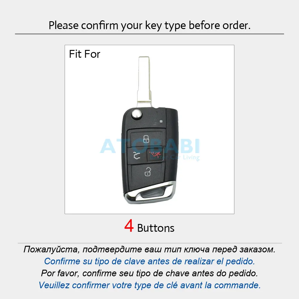 Real Leather Car Key Case for VW Volkswagen MK7 Golf 7 GTI 4 Buttons Folding Remote Fob Cover Keychain Protector Bag key case key case cover