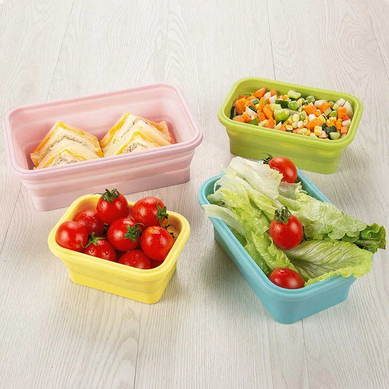 Botique-4Pcs силиконовый Коробки для обедов складной Портативный ...