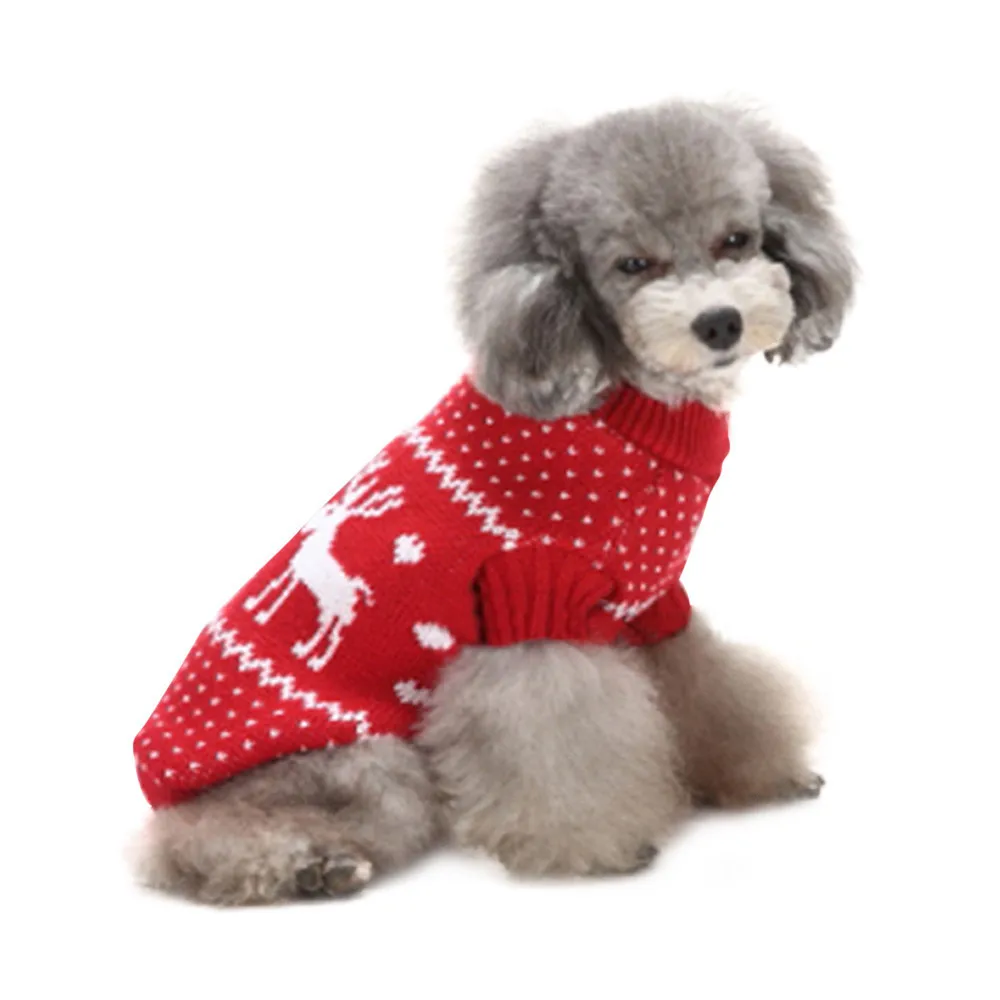 

2019 1PCS S/M/L/XL/ XXL Christmas Elk Print Pet Dog Puppy High Collar Print Warm Clothes Outwear Sweater Pet clothes #0807