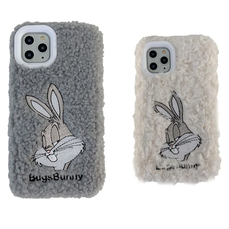 Coque зимний теплый милый мультфильм BugsBunny силиконовый чехол для телефона s для I Phone X XS XR 11 XS Max 7 8 6S Чехол 3D вышивка