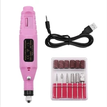 Electric Nail Drill USB Manicure Pen Sander Polisher with 6pcs Drills Sand Bands for Exfoliating Grinding Polishing Tools