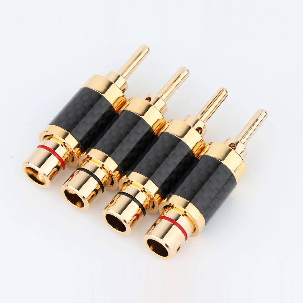 Connettore A Banana In Fibra Di Carbonio Placcato Oro, Connettore Per Altoparlante, Jack A Banana Hifi Per Amplificatore Cd Dvd, Ba1471, 4 Pezzi