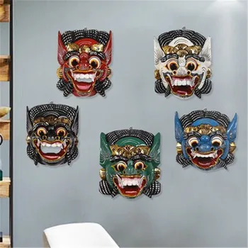 

Southeast Asia Style Engrave Colored Drawing Stereoscopic Facial Makeup Wood Wall Hangings Living Room Wall Art Ornaments X2319