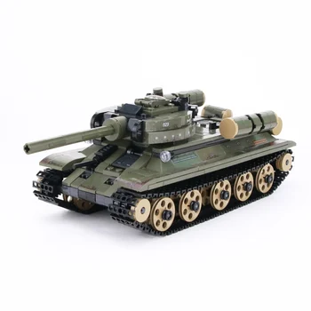 WW2 Military Soviet T-34 tank Building Blocks Russia Military WW2 Tank army Soldier Figures Weapon gun Bricks Toys For children printio soviet tank