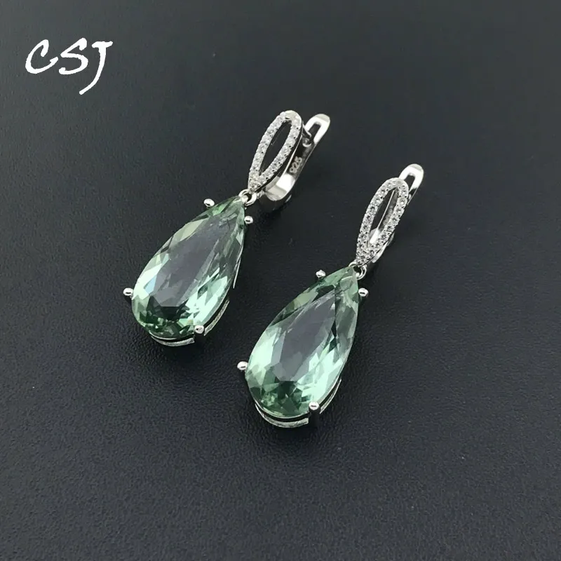 Sterling Silver Green Amethyst Citrine Peridot Earrings -  New