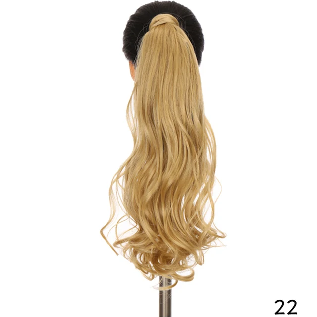 MSTN 24 Inches Long Synthetic Straight Ponytails for Women Natural Clip In Ponytail Hair Extension Hairpieces Blonde Fake Hair 0019-22