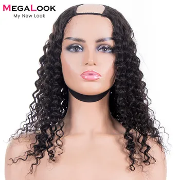 

U Part Human Hair Wig For Black Women Megalook Deep Wave Wig Glueless Human Hair Wig Without Sewing Can Be Permed U Part Wig 180