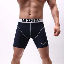 Quality Sports Boxers Men Breathable Lengthen Quick Dry Underwear Solid-color Pure Cotton Soft Comfortable Slim Mens Underpants - Цвет: Navy