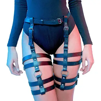

Women Faux Leather Leg Harness Thigh Holster Garter Waist Ring Belt Club Outfits nightclub Harajuku belt 2020