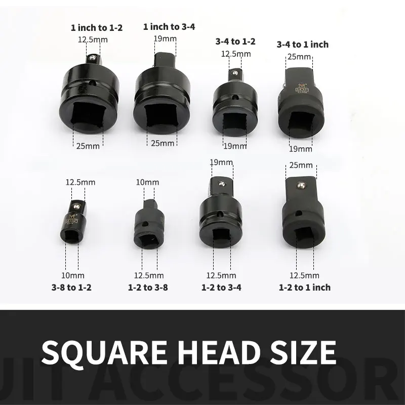 Pneumatic Socket Adapter Heavy Duty Electric Wrench Connector Ratchet Wrench Converter 3/8 to 1/2 to 3/4 to 1 Inch Repair Tools 2