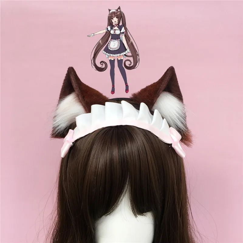 Brown Cat Neko Fox Ears Hair Hoop Lolita NEKOPARA Cosplay Costume