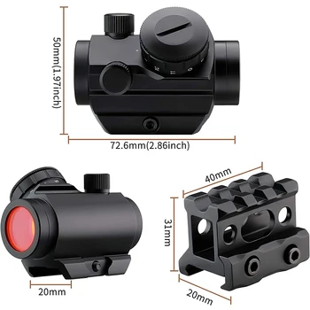 1x40 Red Dot Scope Sight Tactical Rifle scope Green Red Dot Collimator Dot With 11mm/20mm Rail Mount Airsoft Air Hunting 6