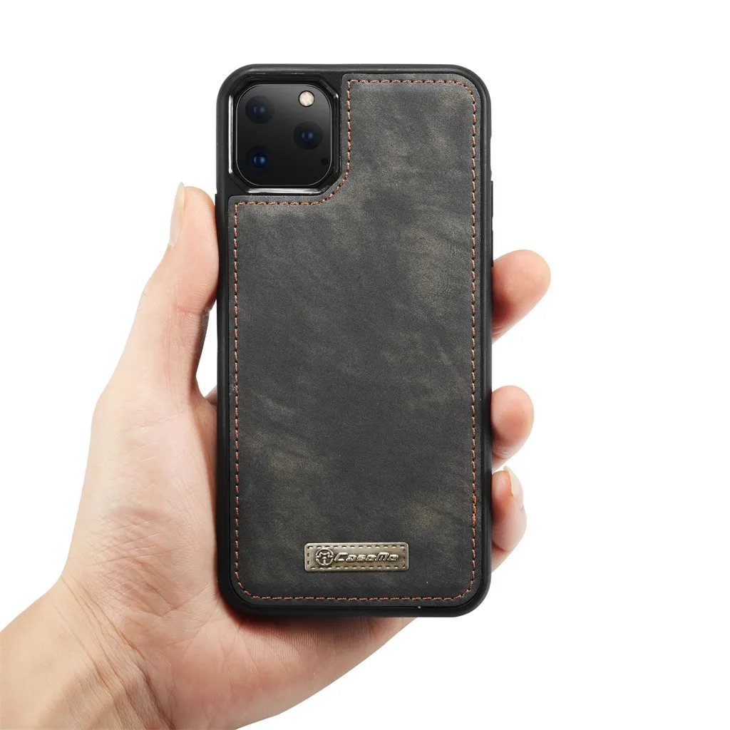 Чехол ME для IPhone 11 Pro Max 6,5 дюймов 2-в-1 11 слотов для карт чехол-кошелек на молнии, из натуральных материалов кожаный чехол для сотового телефона Iphone